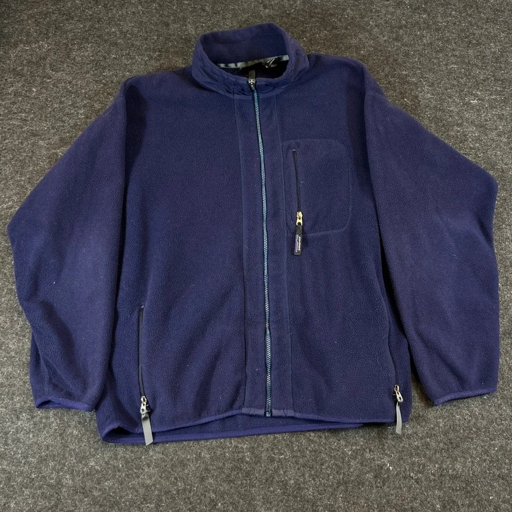 VTG 90s Patagonia Synchilla Fleece Jacket Mens XL Purple Full Zip Hiking Outdoor